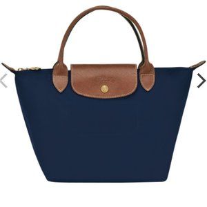 Longchamp Woman's Le Pliage Navy Blue Top Handle Canvas Purse S Bag